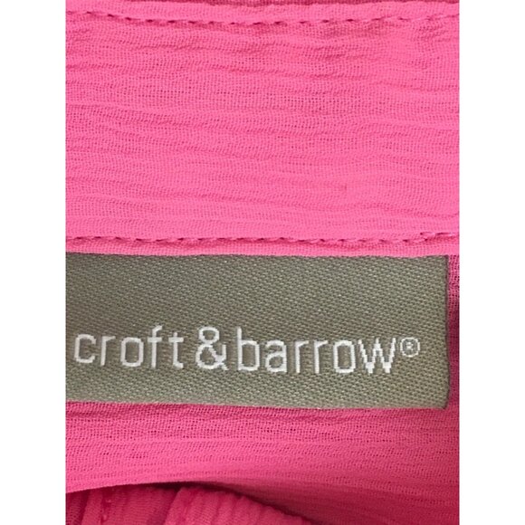 Croft n Barrow Top Women Size XL Pink Button Up Pockets Short Sleeves Semi Sheer - Picture 5 of 11